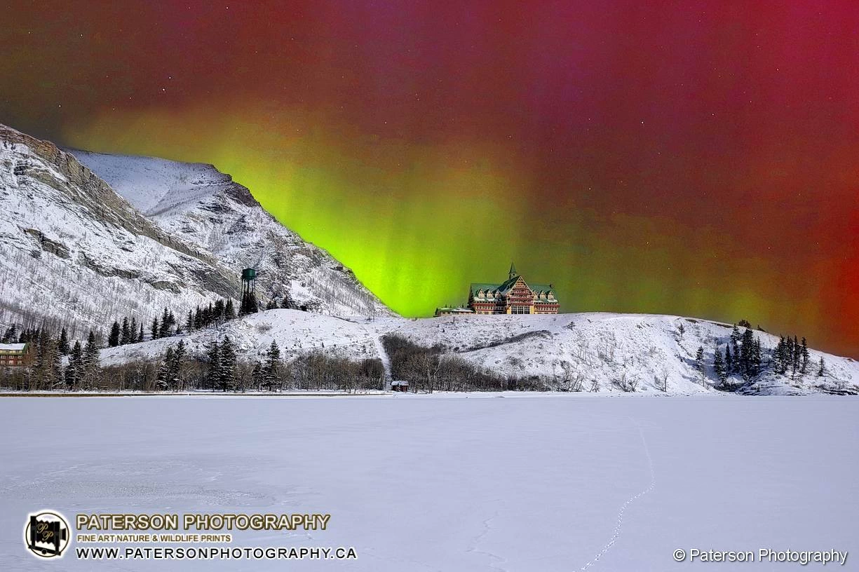 Aurora Over Waterton, Prince of Wales Hotel